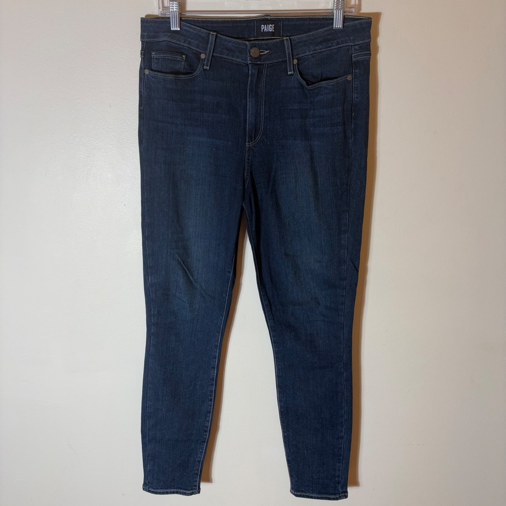 Paige Hoxton Ankle Jeans Size 31 Dark Wash Indigo High Rise